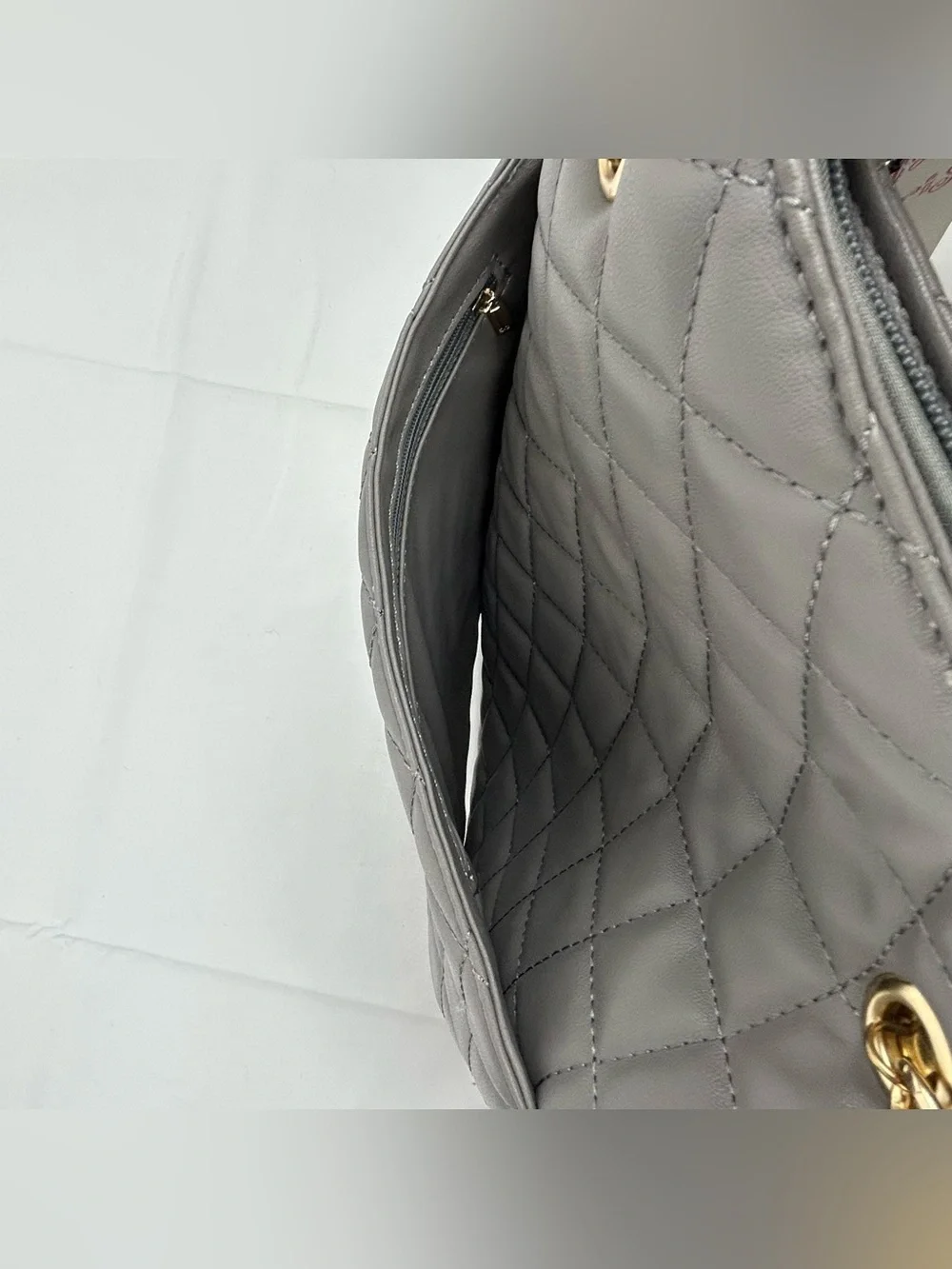 *NEW* Gilda Paris Large Quilted Tote Satchel Grey